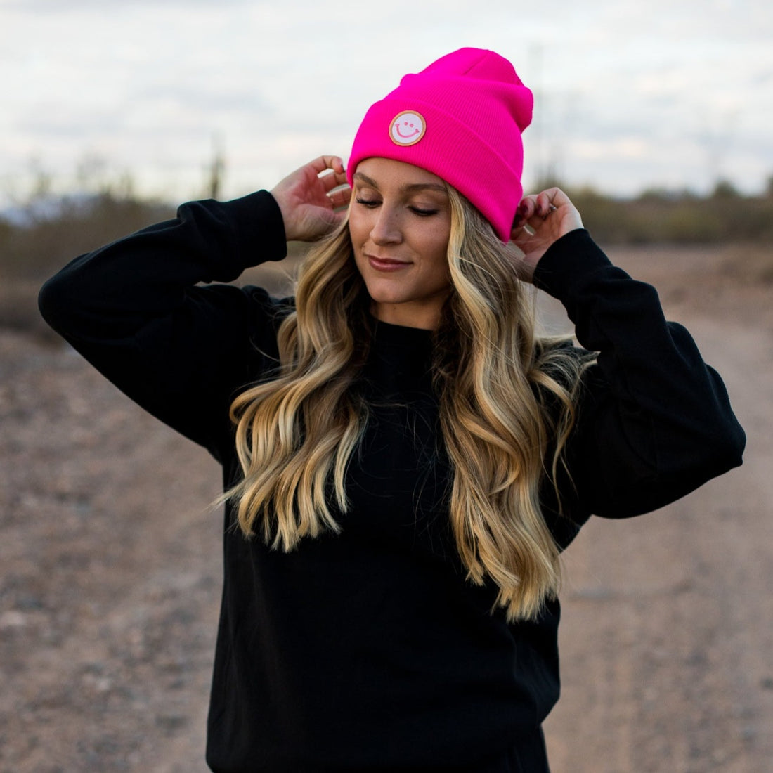 PINK BEANIE - SMILEY