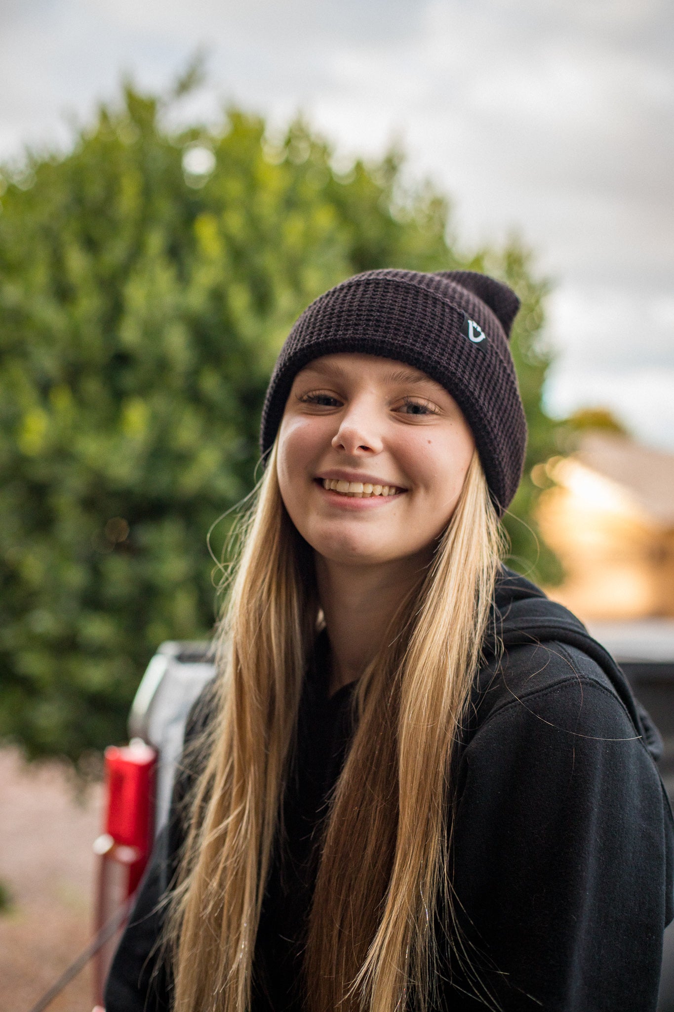 WAFFLE BLACK BEANIE - MEN&