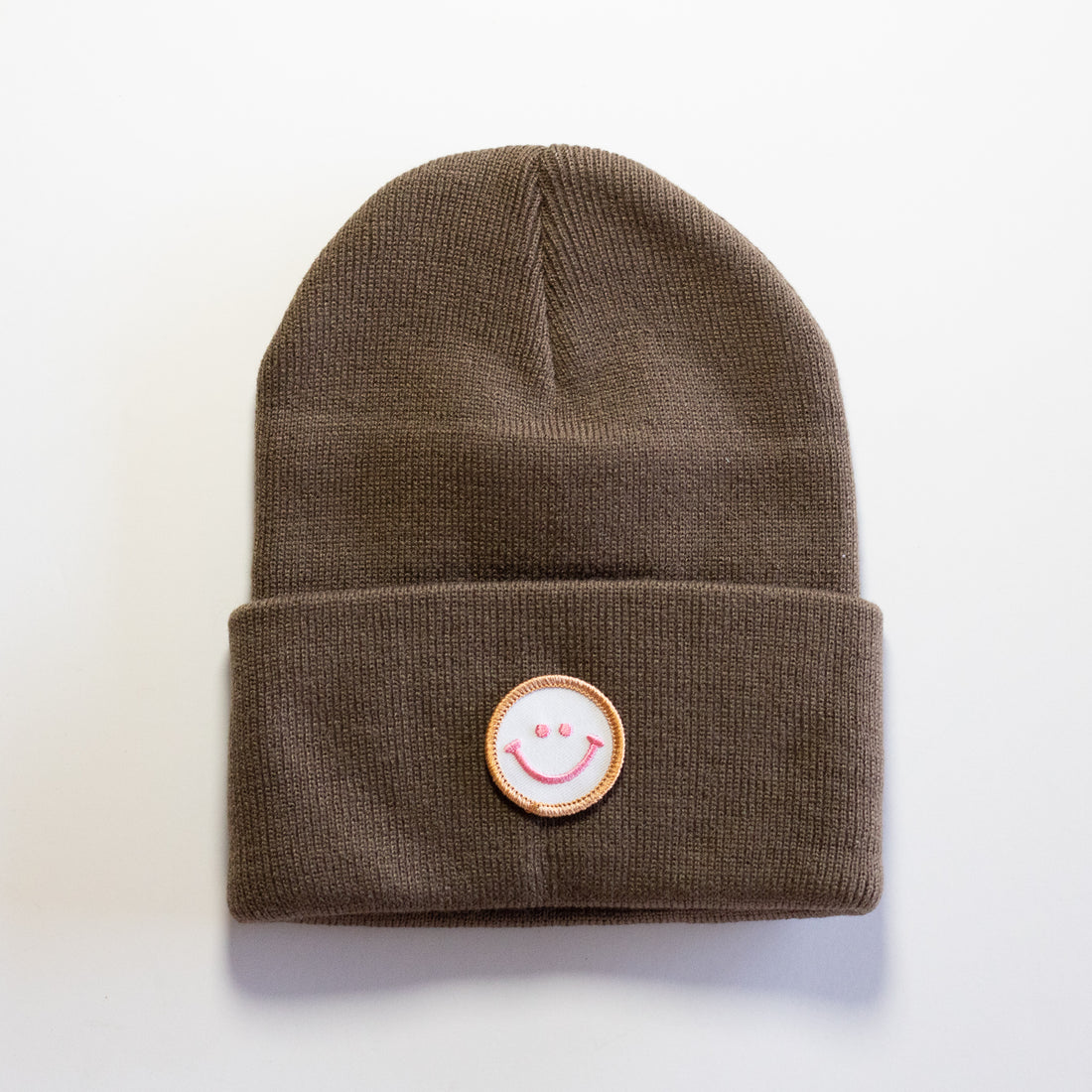 BROWN BEANIE - SMILEY