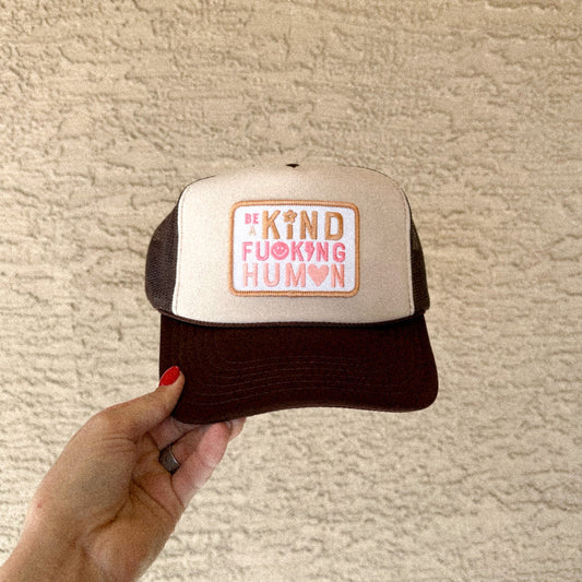 BE A KIND HUMAN HAT - BROWN/TAN