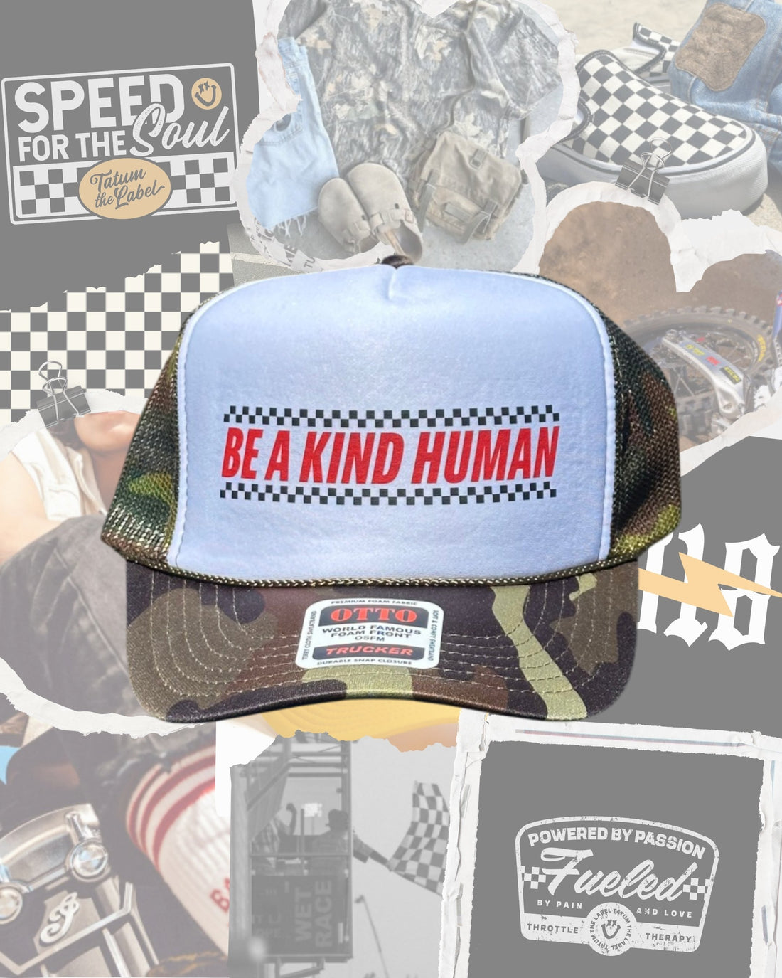 BE A KIND HUMAN CHECKERED - WHITE/CAMO