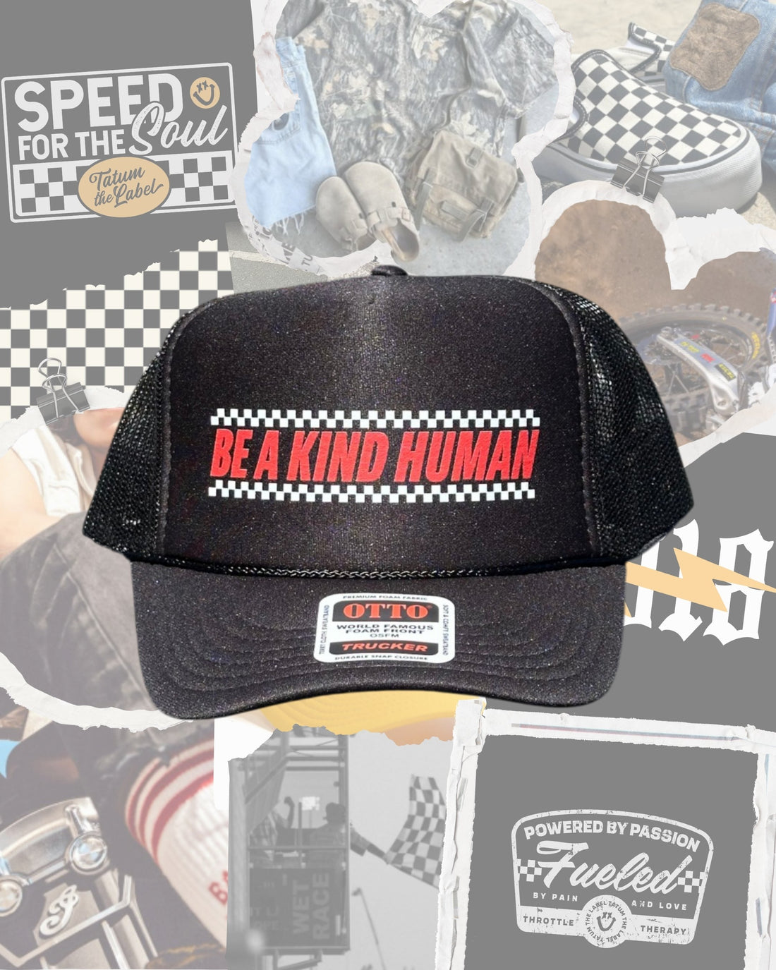 BE A KIND HUMAN CHECKERED - BLACK