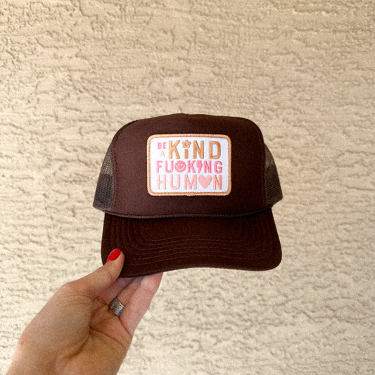 BE A KIND HUMAN HAT - BROWN