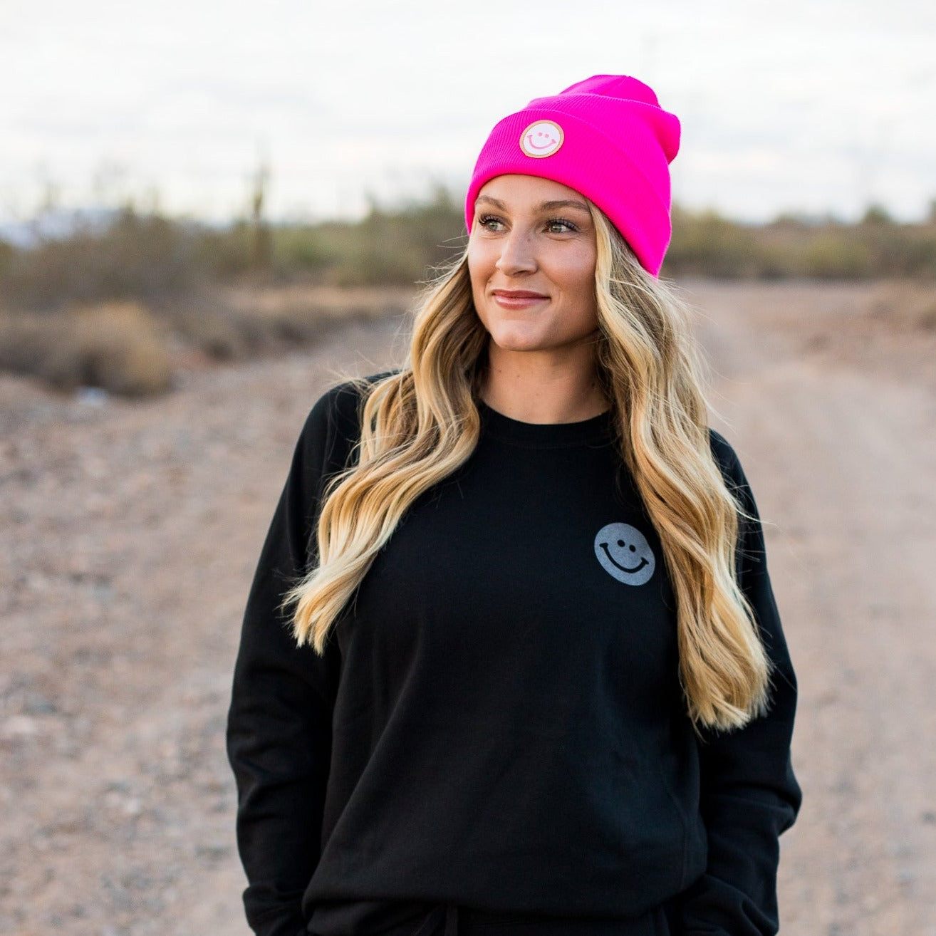 PINK BEANIE - SMILEY