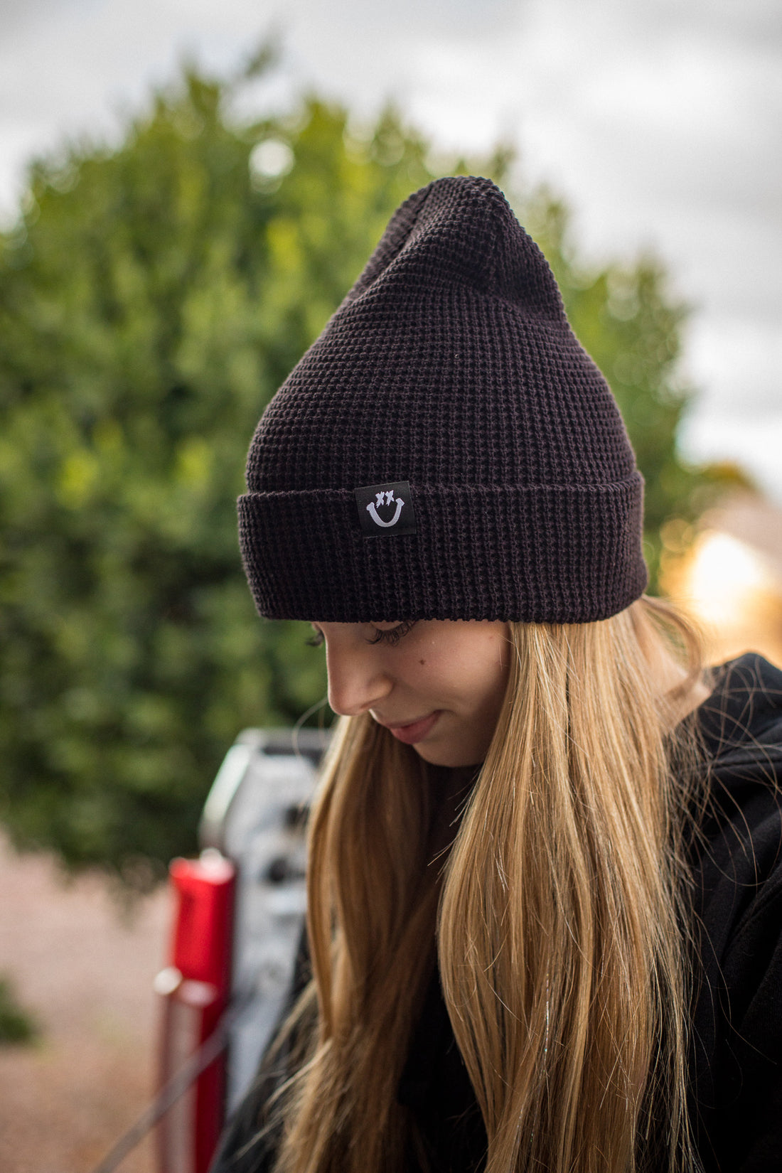 WAFFLE BLACK BEANIE - MEN&