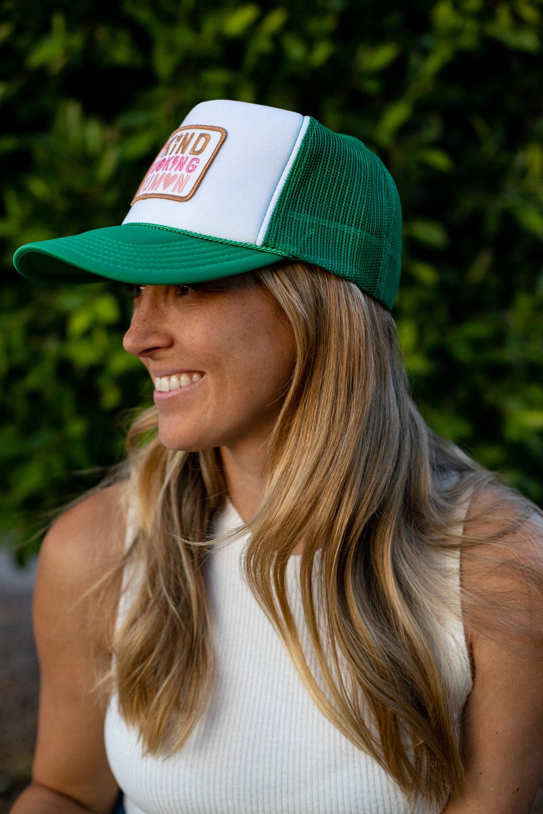 BE A KIND HUMAN HAT - GREEN/WHITE