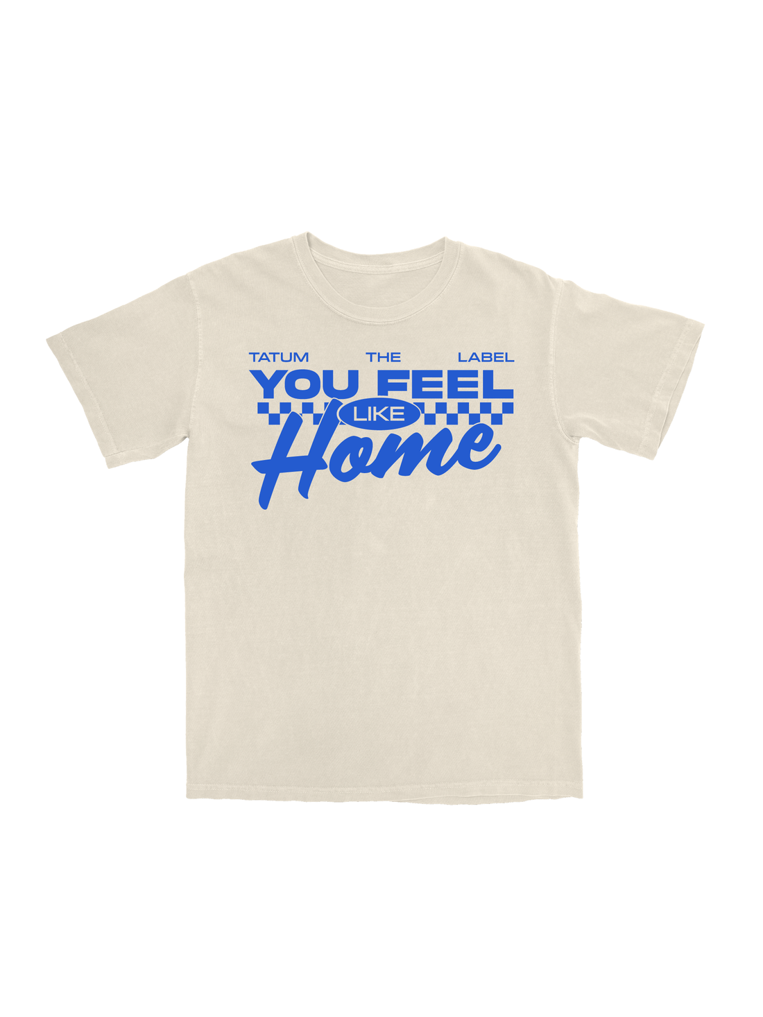 YOU FEEL LIKE HOME TEE - CREAM &amp; BLUE