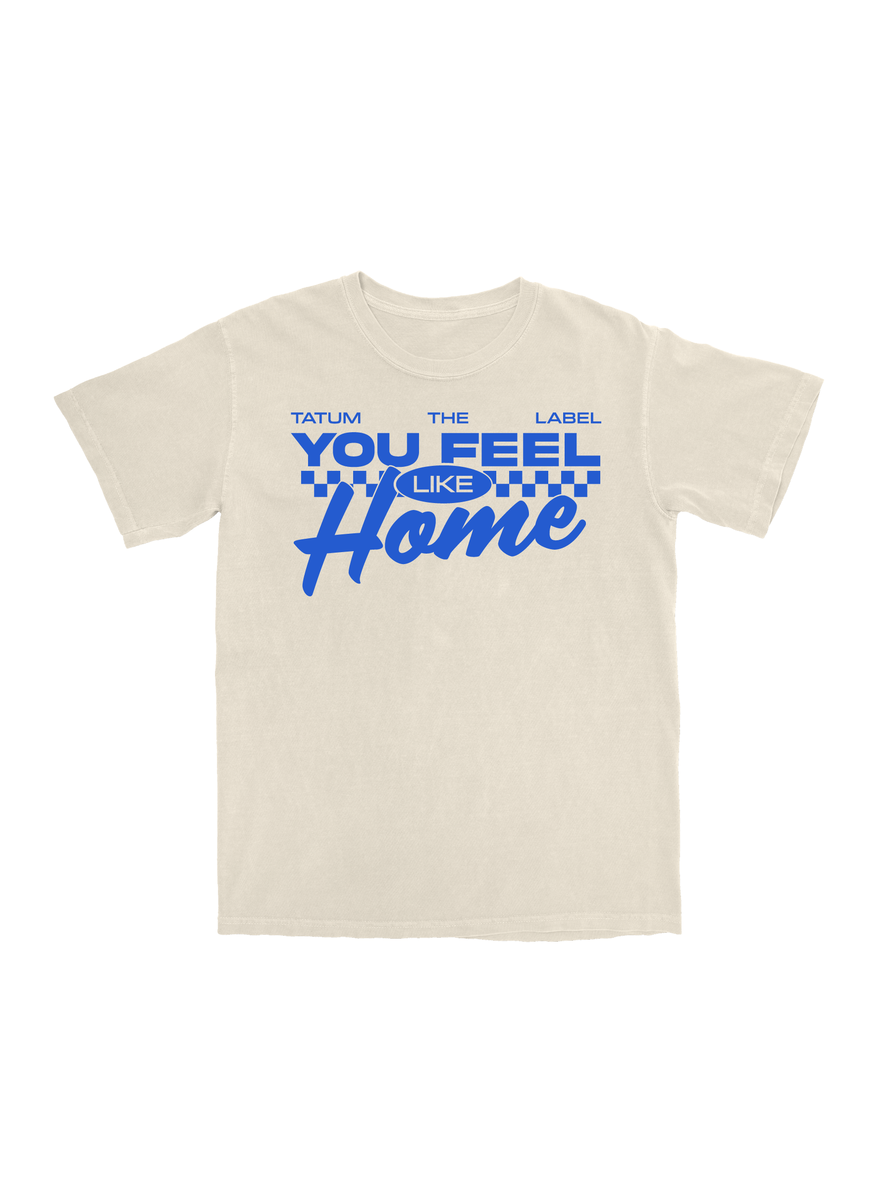 YOU FEEL LIKE HOME TEE - CREAM &amp; BLUE