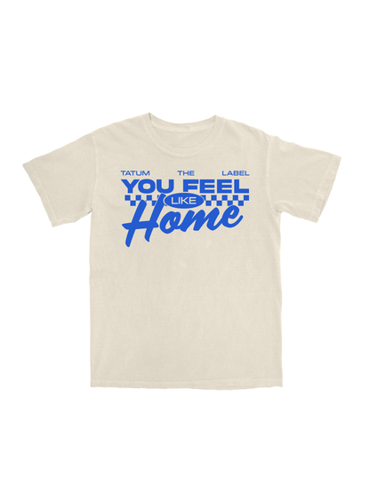 YOU FEEL LIKE HOME TEE - CREAM &amp; BLUE