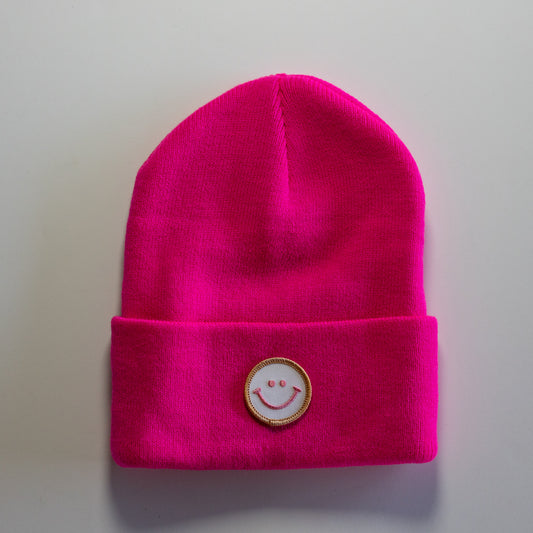 PINK BEANIE - SMILEY