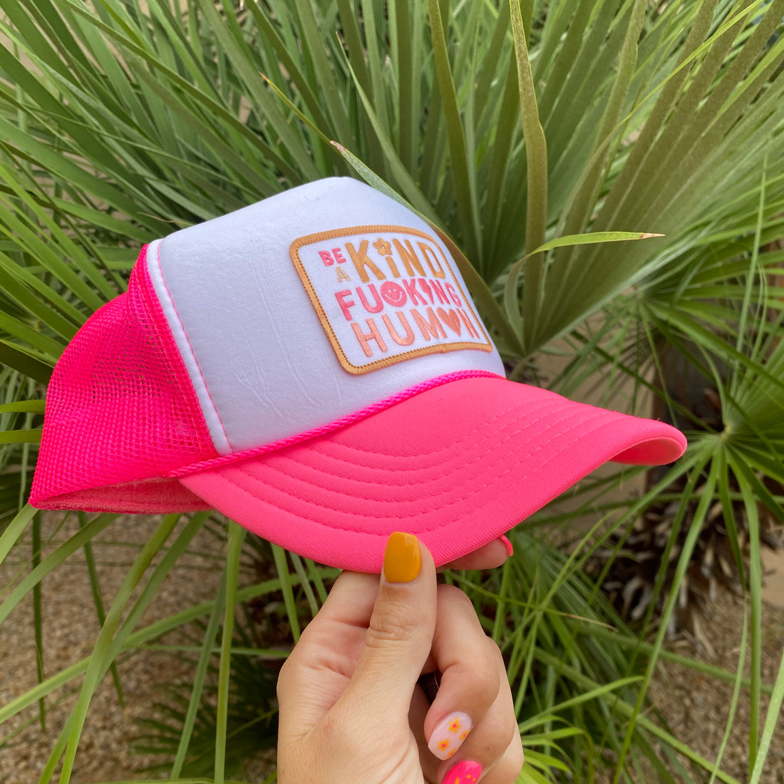 BE A KIND HUMAN HAT - PINK/WHITE