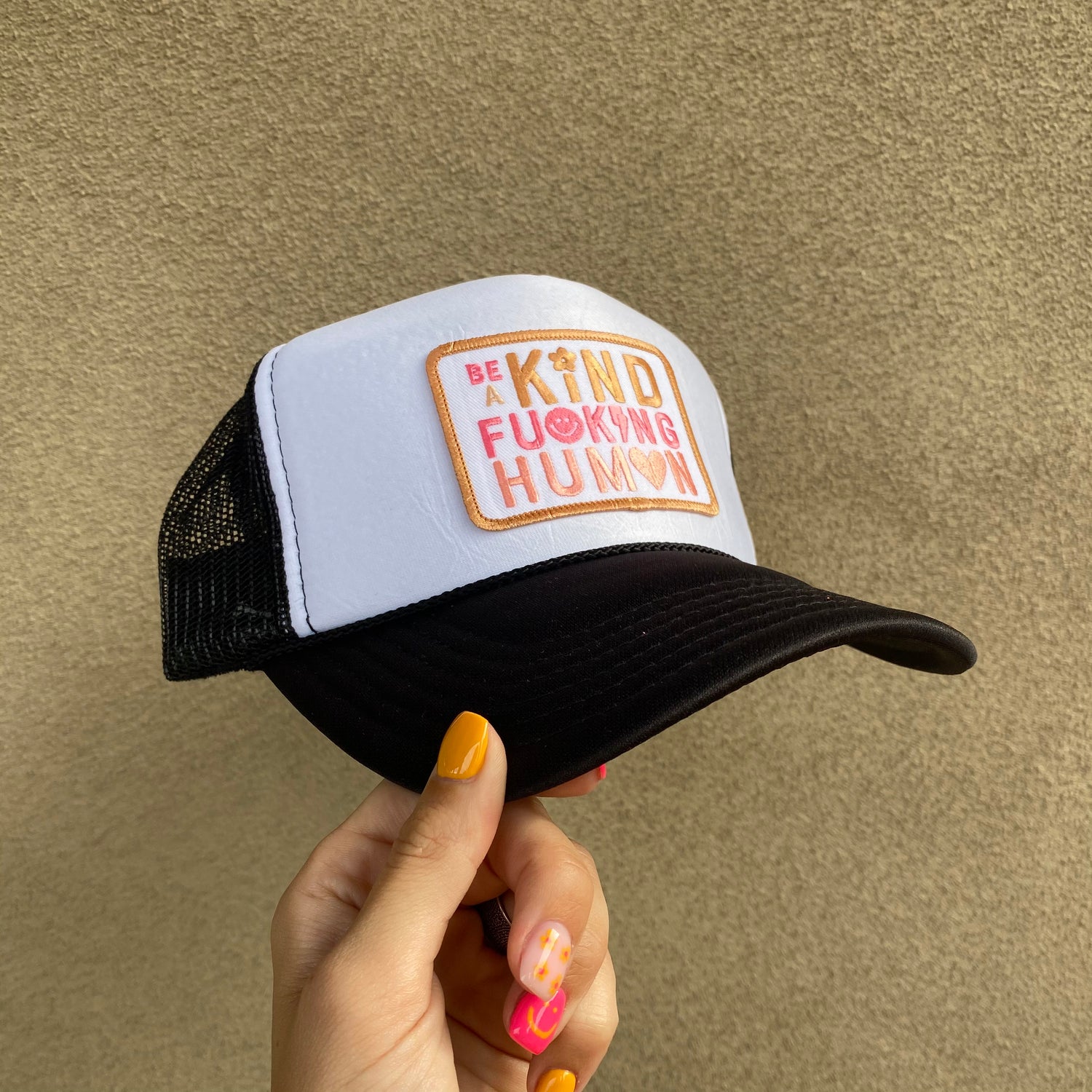 BE A KIND HUMAN HAT - WHITE/BLACK